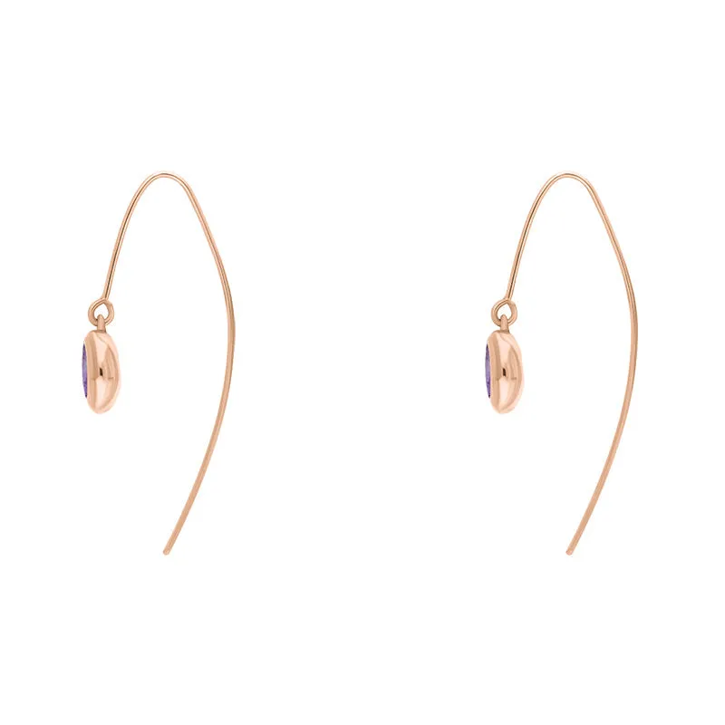 18ct Rose Gold Blue John Heart Disc Drop Earrings