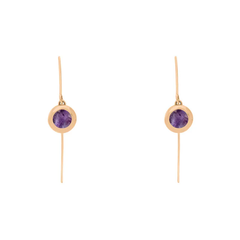 18ct Rose Gold Blue John Heart Disc Drop Earrings