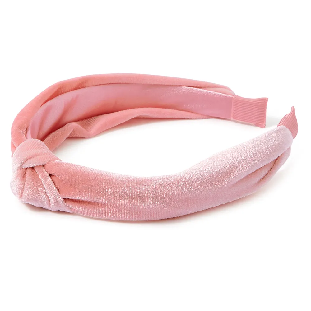 Accessorize London Girl's Pink Velvet Knotted Alice Hair Band