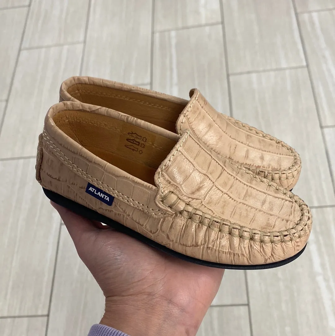 Mens Classic Tan Crocodile Embossed Leather Loafers by Atlanta Mocassin