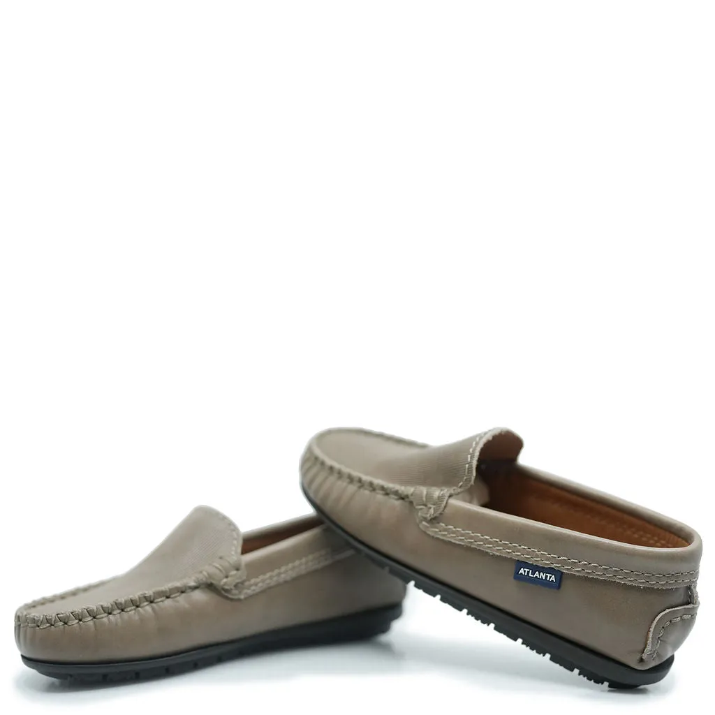 Mens Premium Taupe Stamped Leather Loafers by Atlanta Mocassin