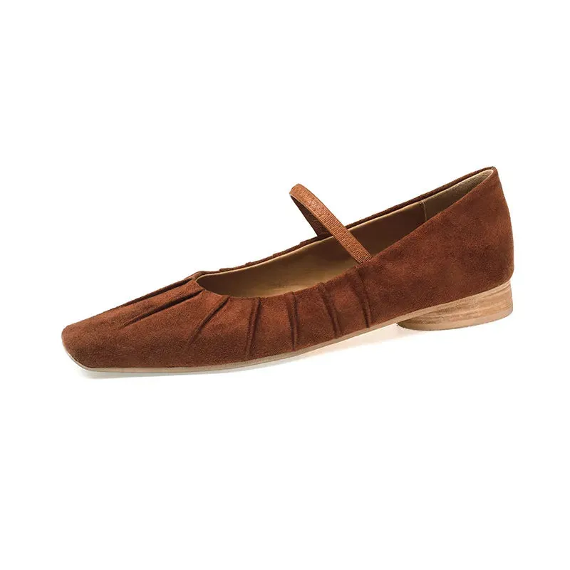 binfenxie  -  Fashion Women Shoes New High Quality Genuine Leather Retro Square Headed Mary Janes Daily Commuter Lightweight Shoes