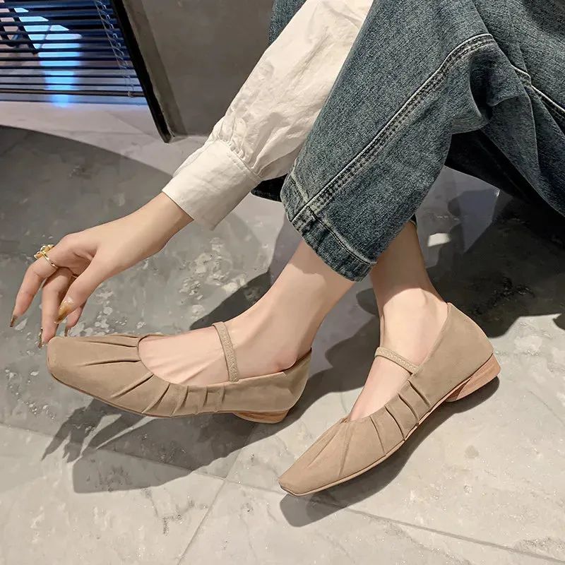binfenxie  -  Fashion Women Shoes New High Quality Genuine Leather Retro Square Headed Mary Janes Daily Commuter Lightweight Shoes