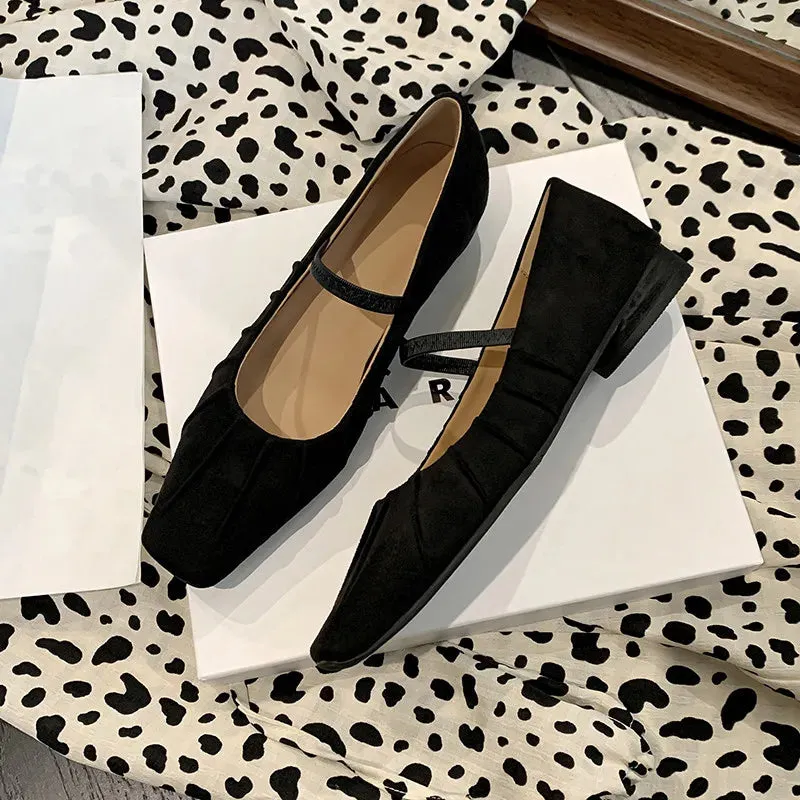 binfenxie  -  Fashion Women Shoes New High Quality Genuine Leather Retro Square Headed Mary Janes Daily Commuter Lightweight Shoes