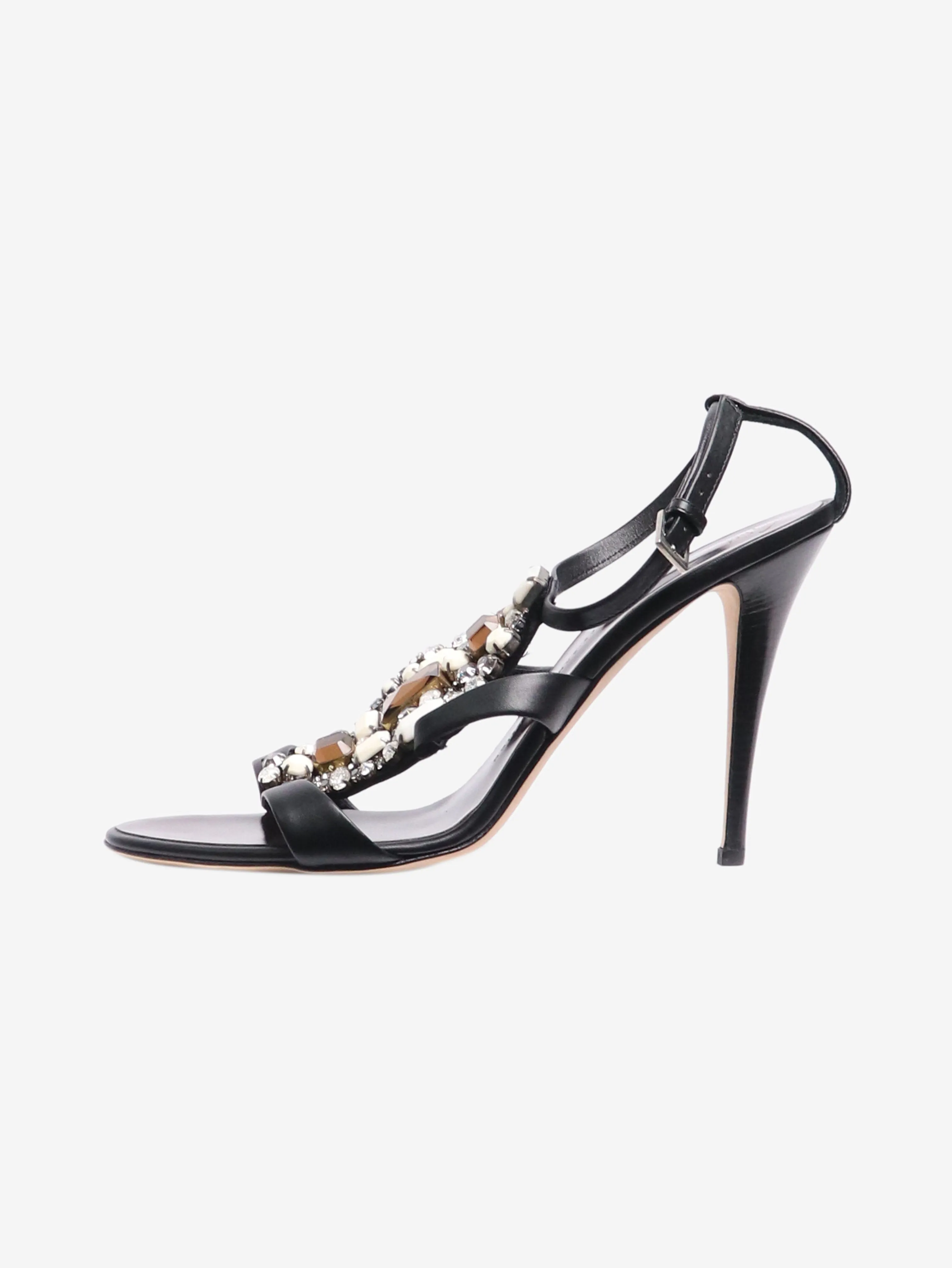 Black bejewelled strappy sandals - size EU 41