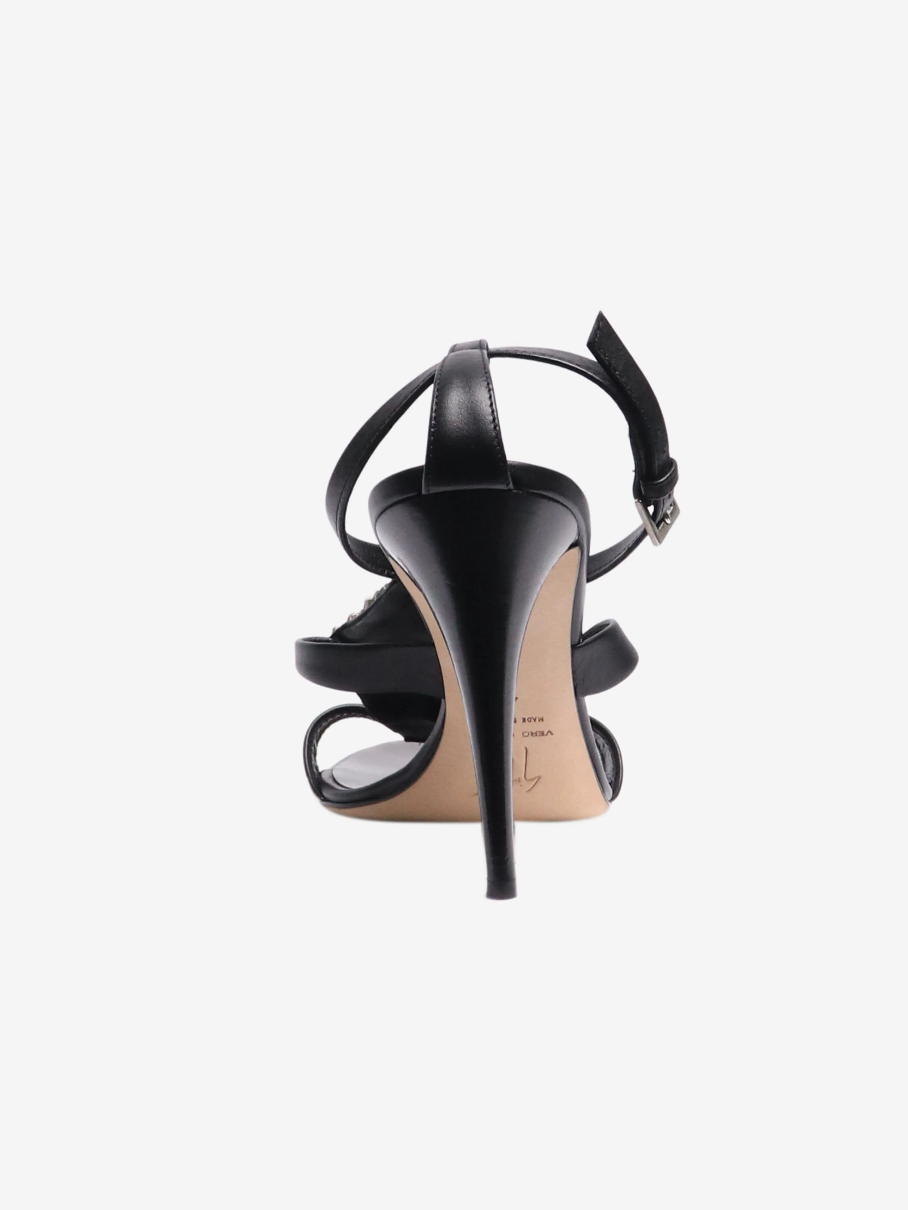 Black bejewelled strappy sandals - size EU 41