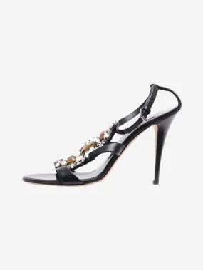 Black bejewelled strappy sandals - size EU 41