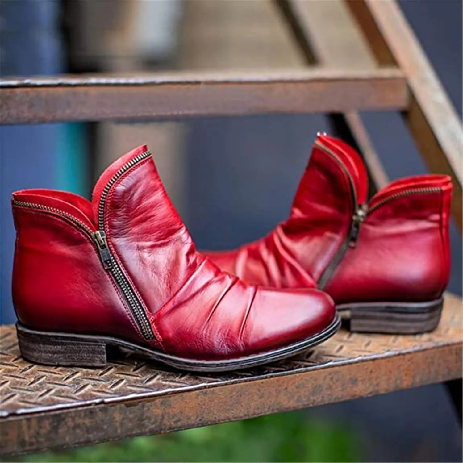 Boots For Women Cowgirl Short Booties Fashion Ankle Boots Causal Combat Cowboy Western Round Toe High Top Walking Shoes