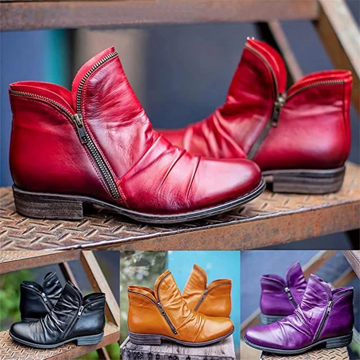 Boots For Women Cowgirl Short Booties Fashion Ankle Boots Causal Combat Cowboy Western Round Toe High Top Walking Shoes