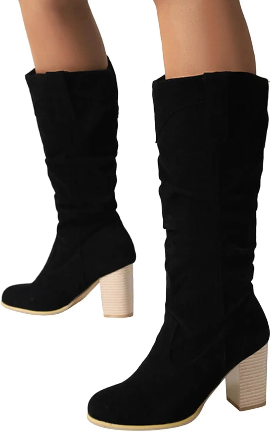 Boots for Women, Winter Long Boot Thigh High Block Heel Over Knee High Boots Wide Calf Chunky Heel Over The Knee Boots