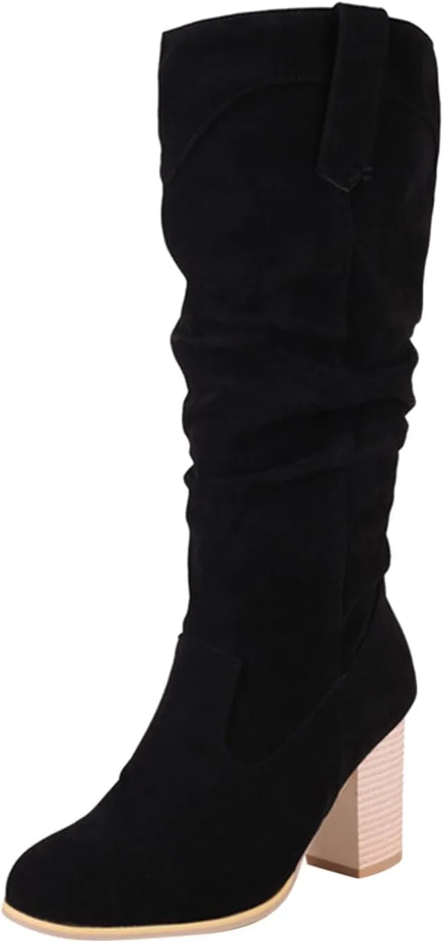 Boots for Women, Winter Long Boot Thigh High Block Heel Over Knee High Boots Wide Calf Chunky Heel Over The Knee Boots