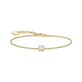 Bracelet with white zirconia pendant - gold