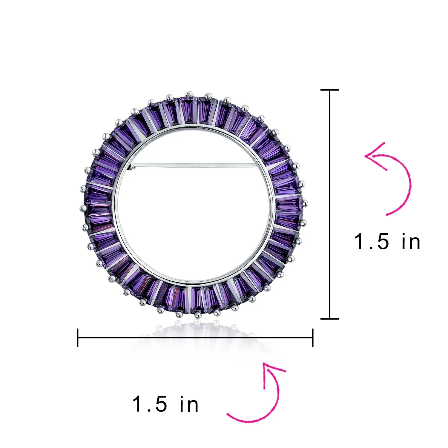 Bridal Cubic Zirconia AAA CZ Scarf Open Round Circle Brooch Pin Silver