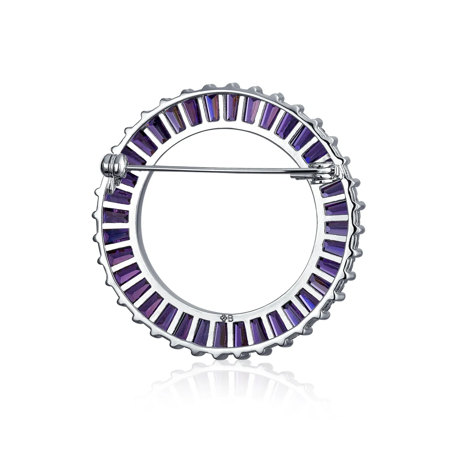 Bridal Cubic Zirconia AAA CZ Scarf Open Round Circle Brooch Pin Silver
