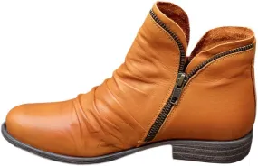 Cathalem Boots for Womens Low Heel Booties Pointed Toe Stacked Mid Heel Ankle Boots V Cut Back Zipper Booties