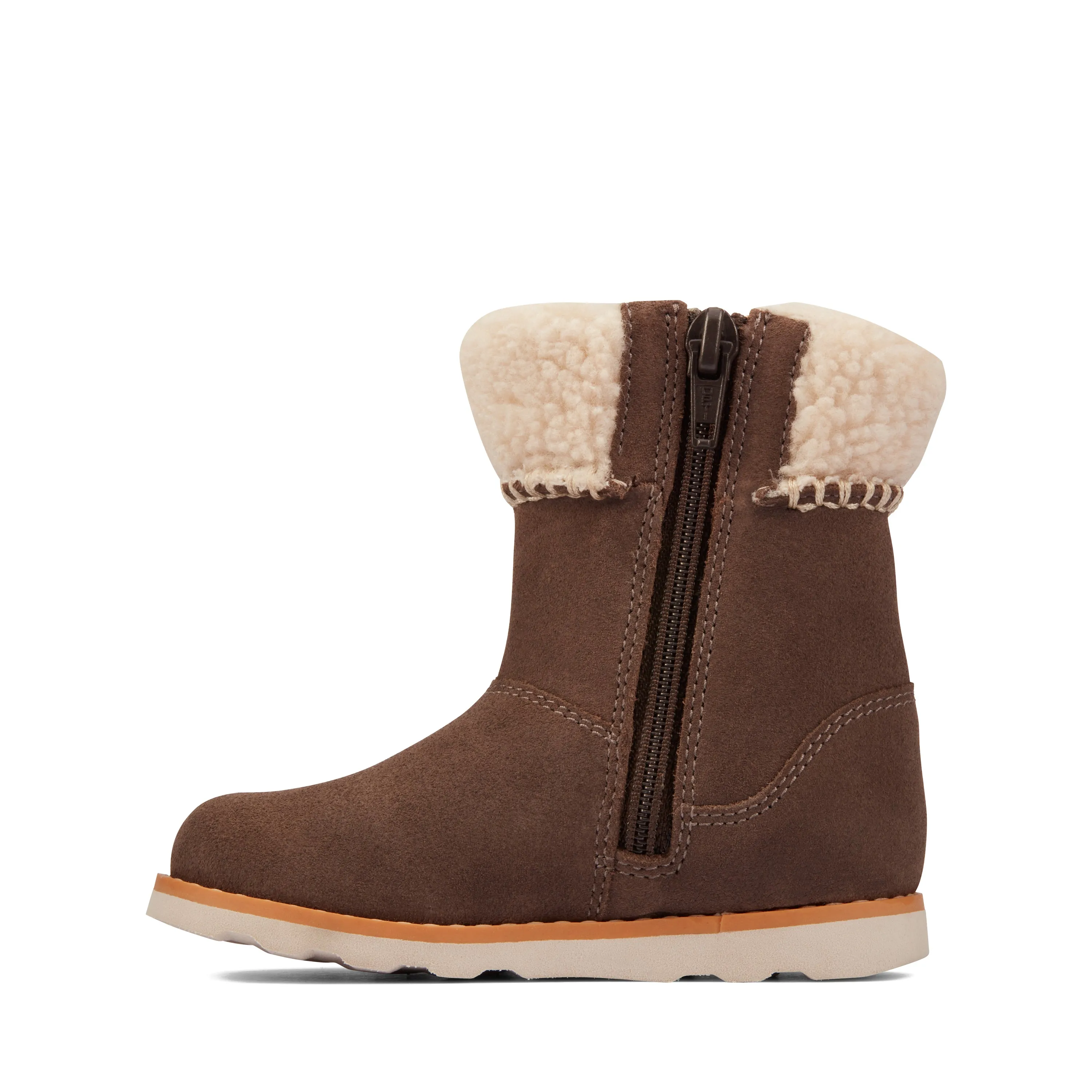 Clarks Crown Loop K Girls Walnut Suede Boot