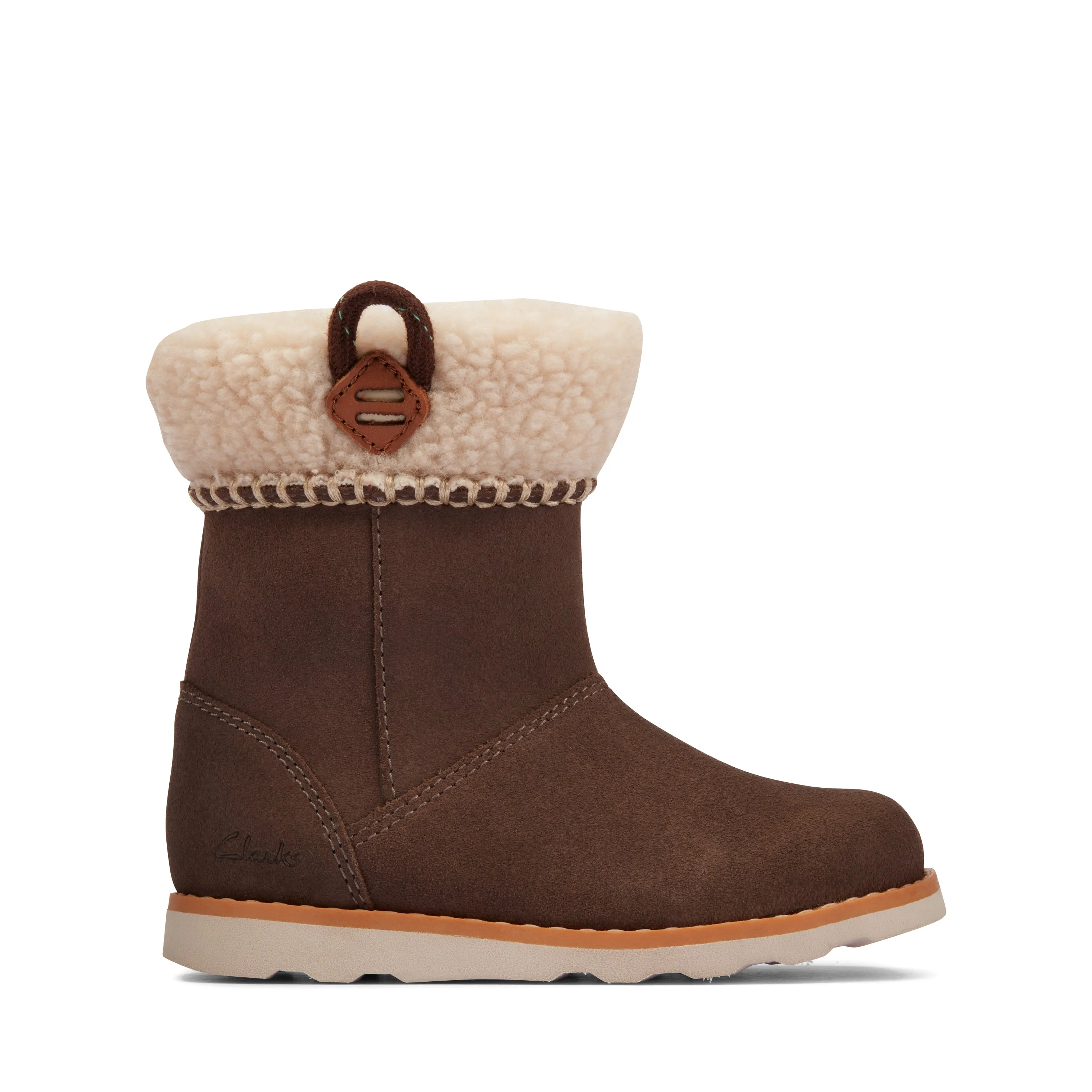 Clarks Crown Loop K Girls Walnut Suede Boot