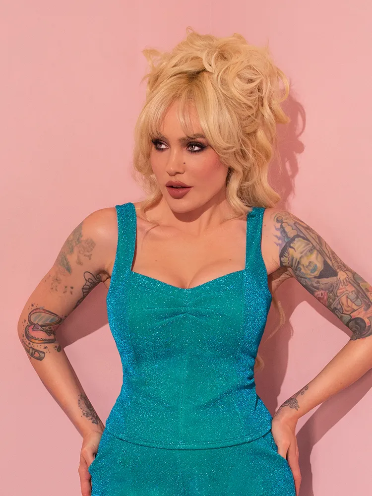COMING BACK SOON - Vamp Top in Turquoise Lurex - Vixen by Micheline Pitt