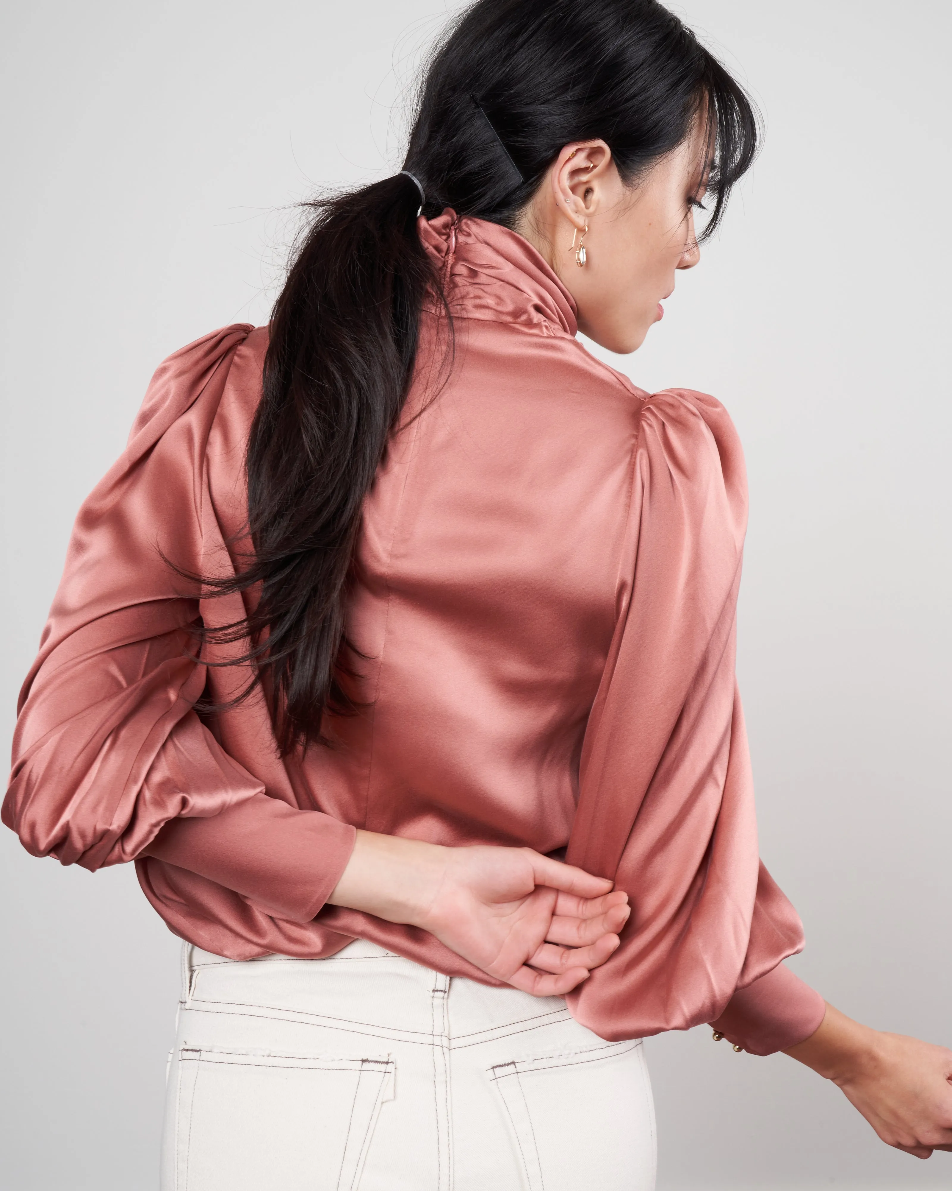 cowl blouse - rose