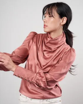 cowl blouse - rose