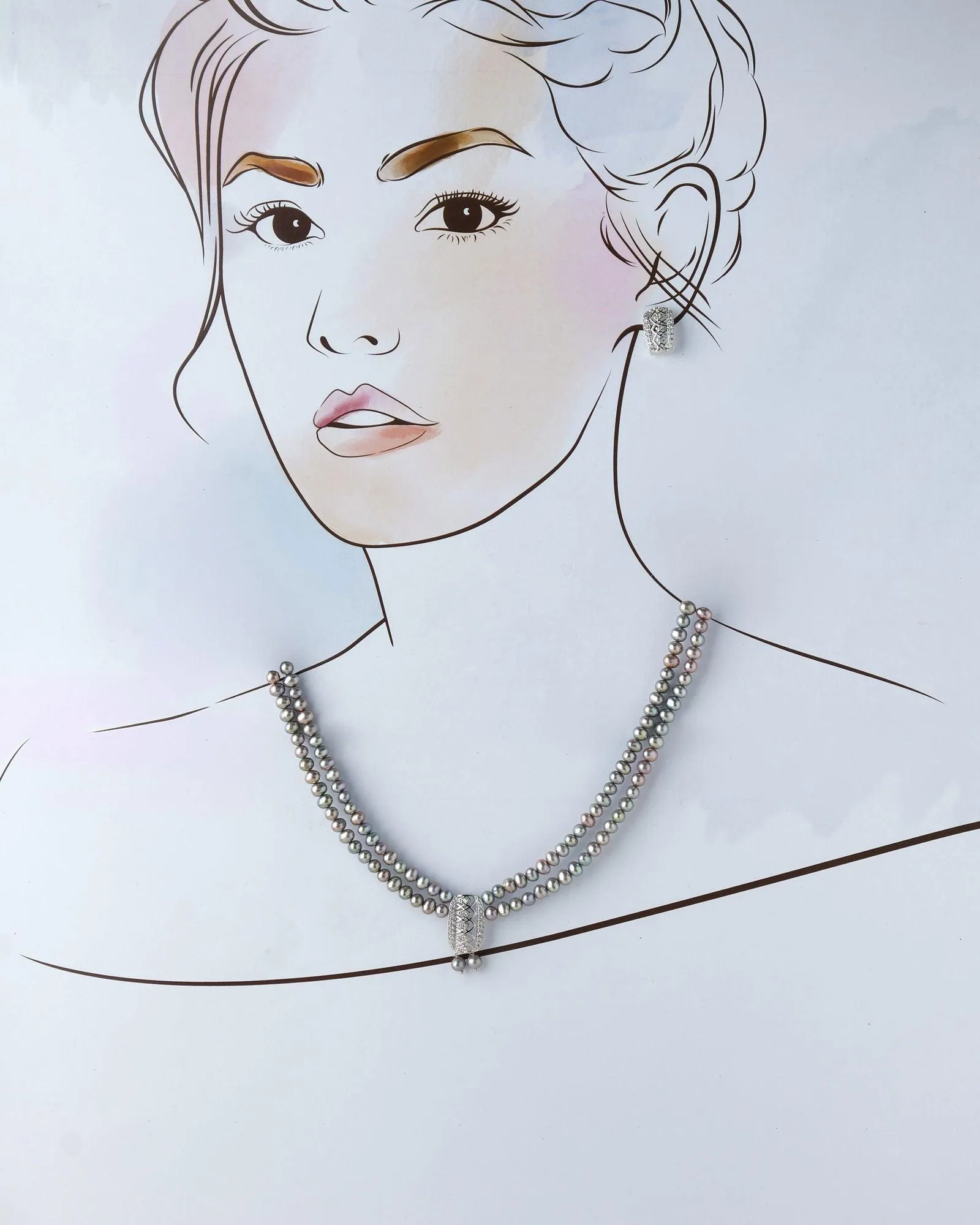 Elegant Dyed Pearl Necklace Set
