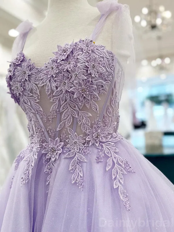 Elegant Sweetheart A-line Spaghetti Straps Lilac Tulle Short Homecoming Dresses Online, HD0716