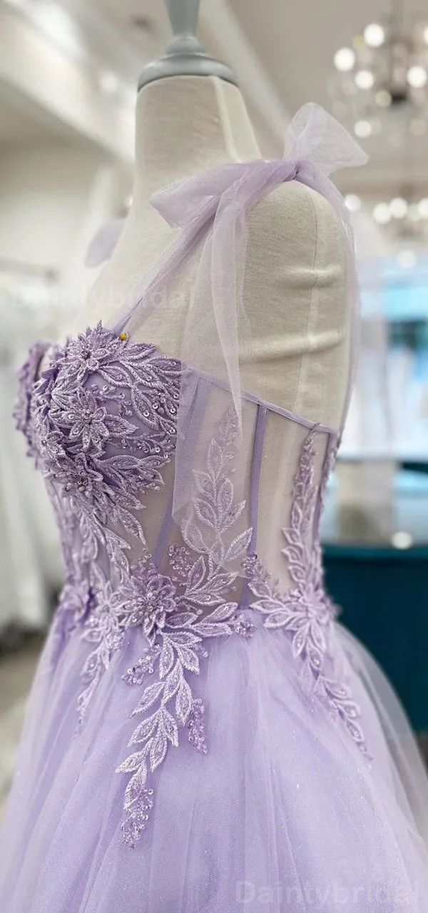 Elegant Sweetheart A-line Spaghetti Straps Lilac Tulle Short Homecoming Dresses Online, HD0716