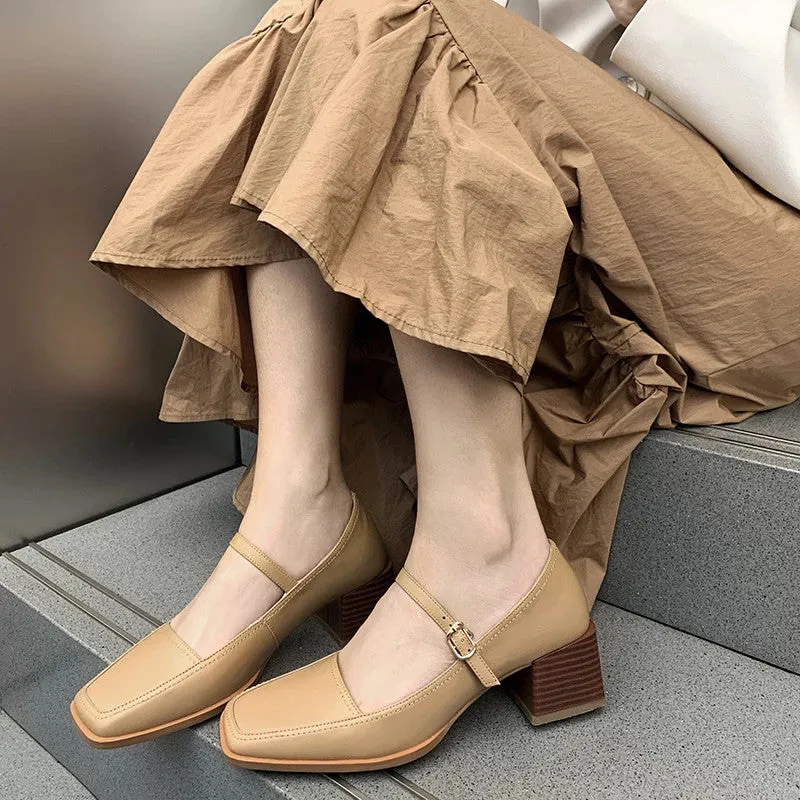 elveswallet Retro Med Heel Buckle Sandals