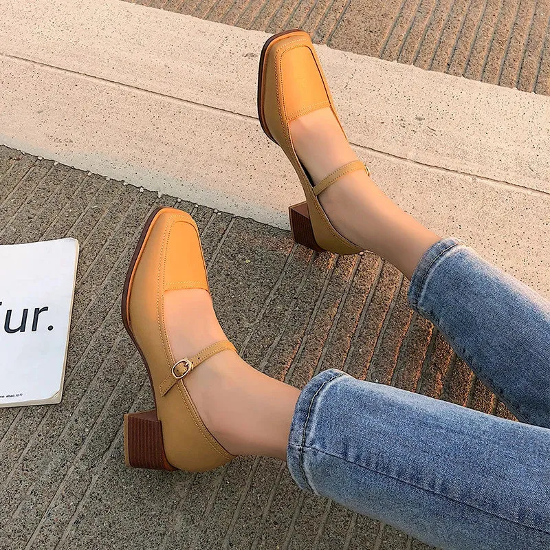 elveswallet Retro Med Heel Buckle Sandals