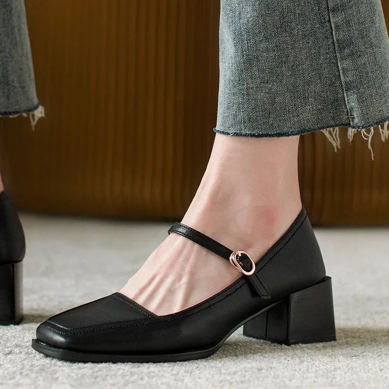 elveswallet Retro Med Heel Buckle Sandals
