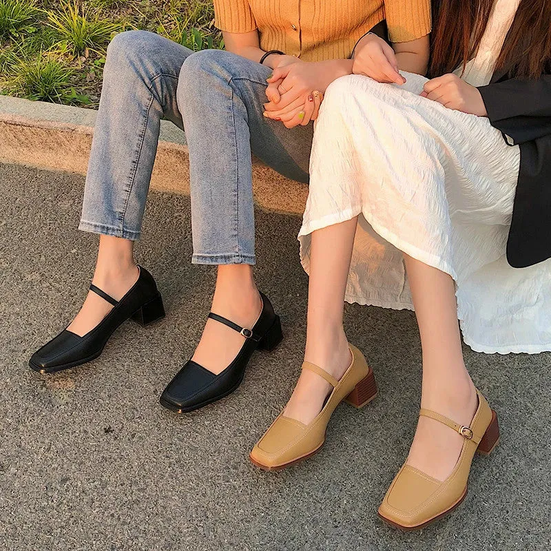 elveswallet Retro Med Heel Buckle Sandals
