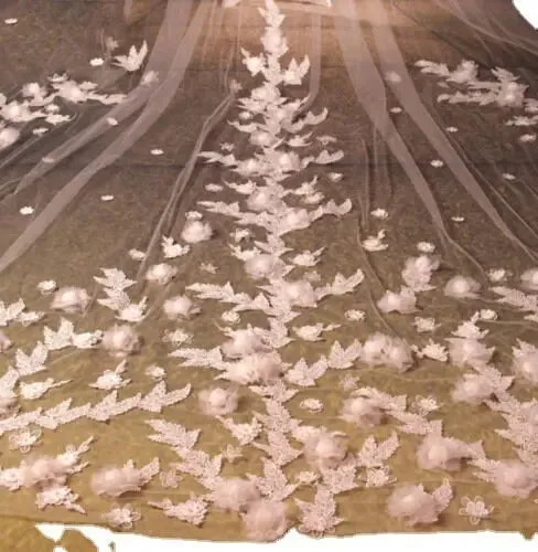 Floral Bridal Veil, Cathedral Wedding Veil, Long Veil, Wedding Veil, White Veil, Floor Length Veil, Fancy Veil, Bridal Veil With Flowers