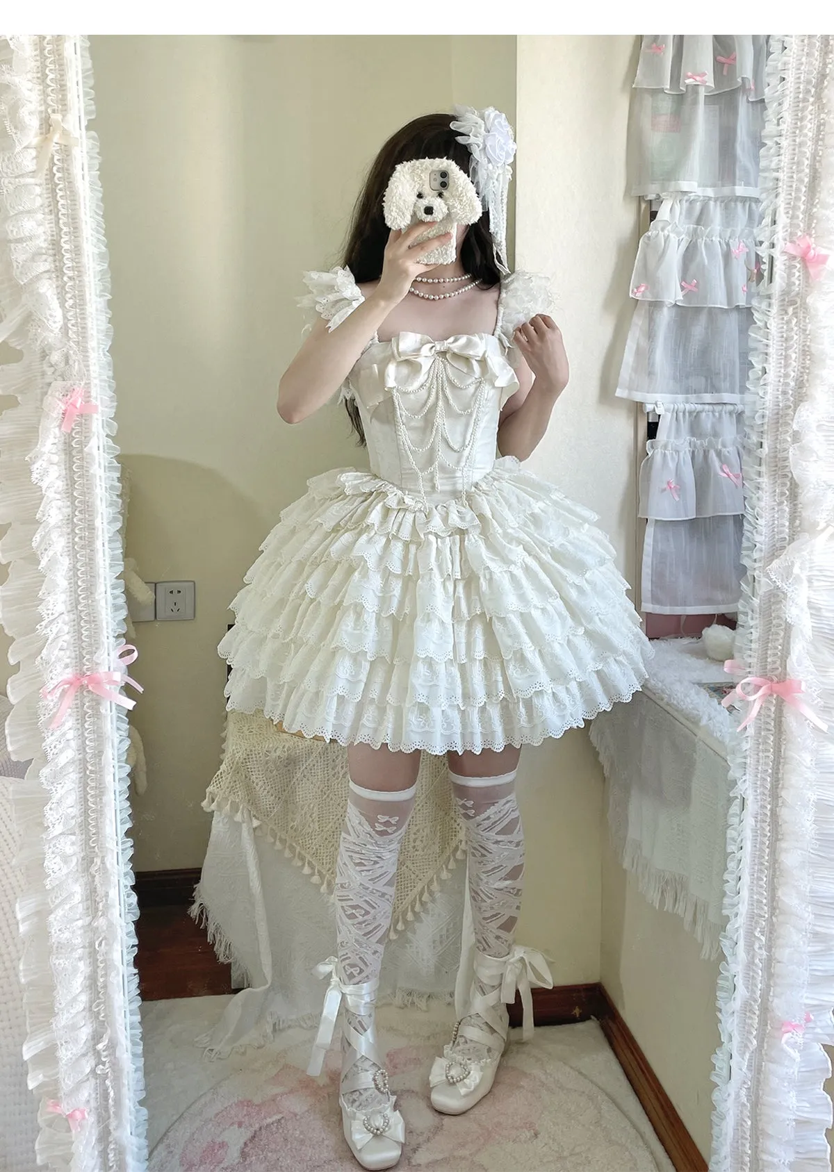 French Style Lotus Sleeve Dress Light Wedding Dress