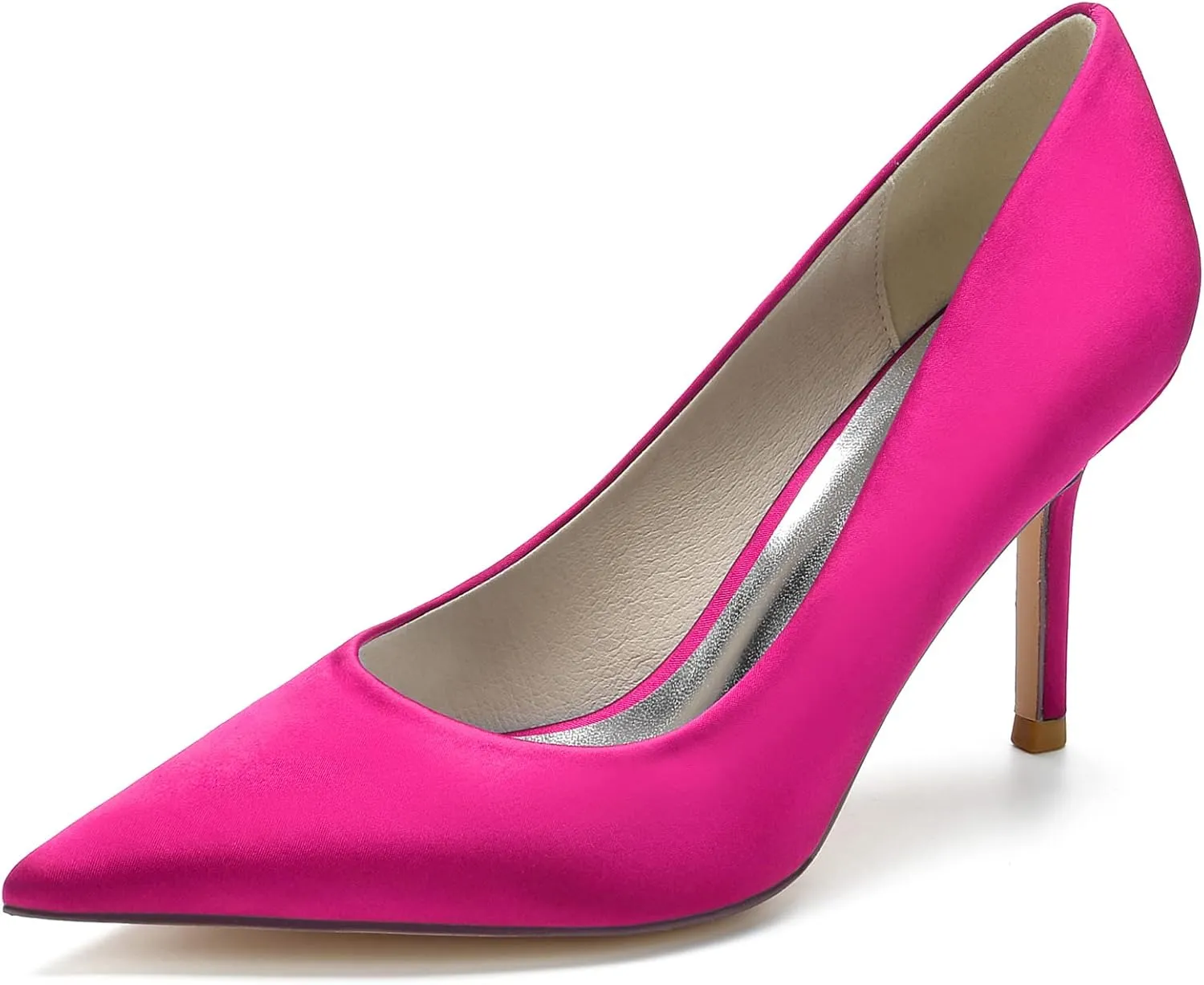 FufoneUS Wedding Bridal Shoes Women's Stiletto High Heel Dress Pumps Pointed Toe Evening Party Shoes,Rose red,5