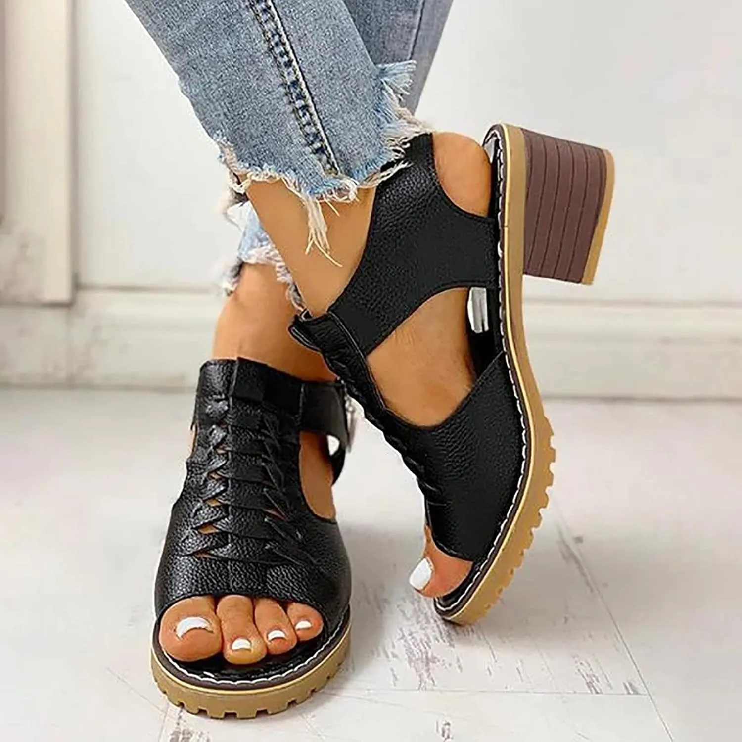 Gladiator Sandals for Women 2024 Bohemia Summer Sandals Open Toe Bohemian Sandals Beach Vacation Shoes Zipper Sandal