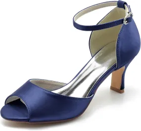 Hanfike Evening Sandals for Women Low Heel Ankle Strap Wedding Party Shoes JY099