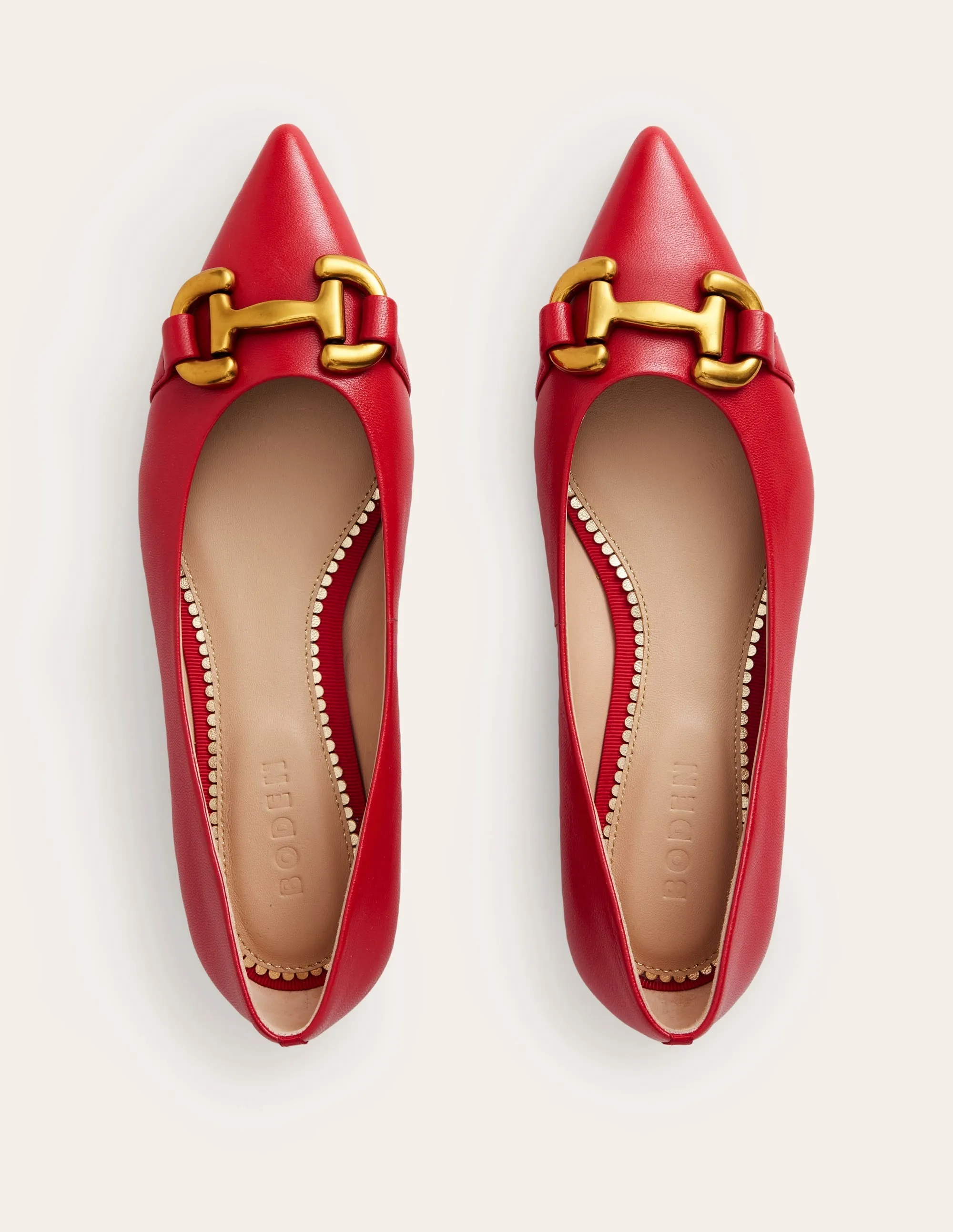 Iris Snaffle Ballet Flat-Glazed Red Leather