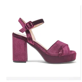 Jane Galland Bordeaux Velvet Platform Sandals