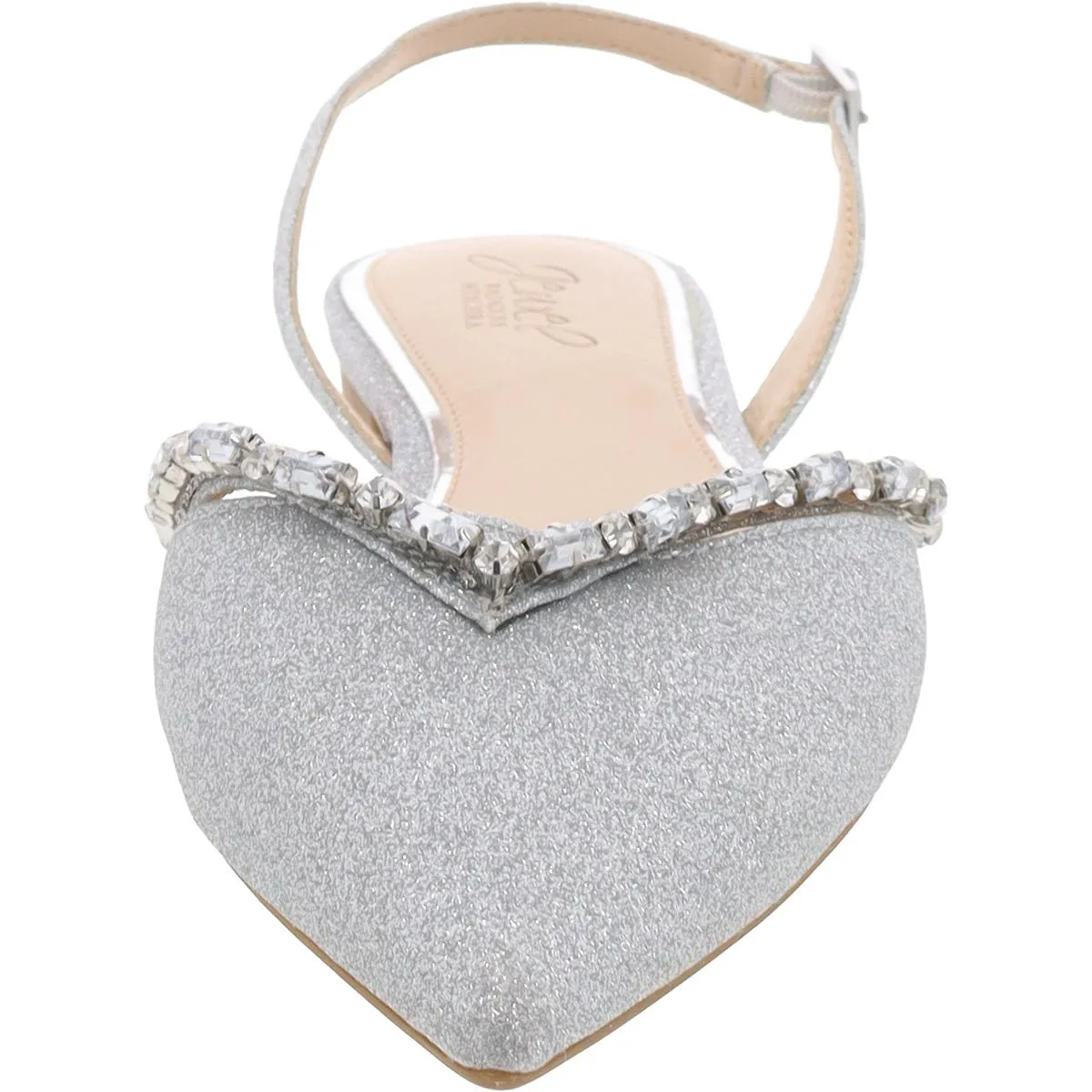 Jewel Badgley Mischka Womens Glitter Rhinestone Ballet Flats