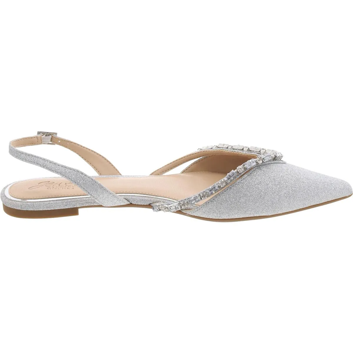 Jewel Badgley Mischka Womens Glitter Rhinestone Ballet Flats