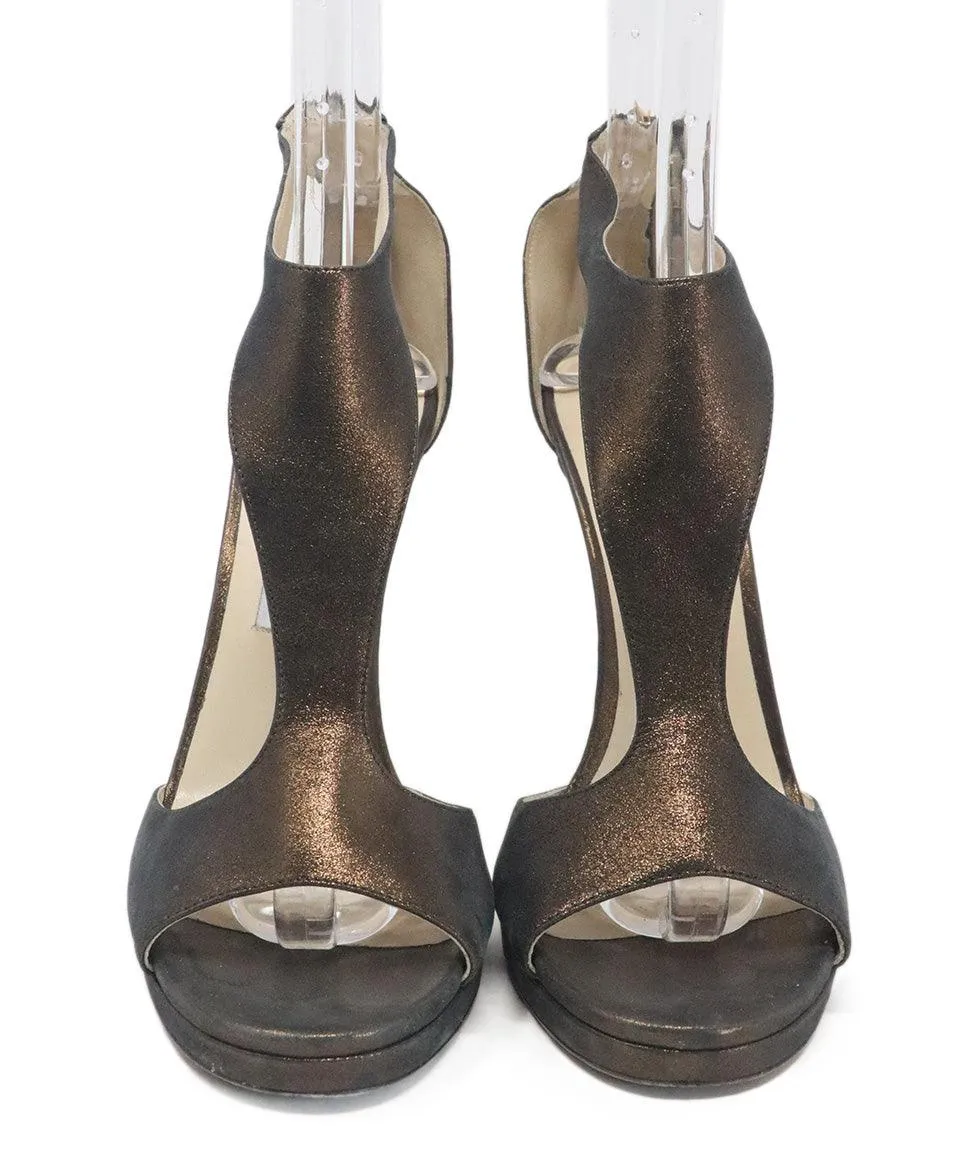 Jimmy Choo Metallic Brown Suede Heels sz 9