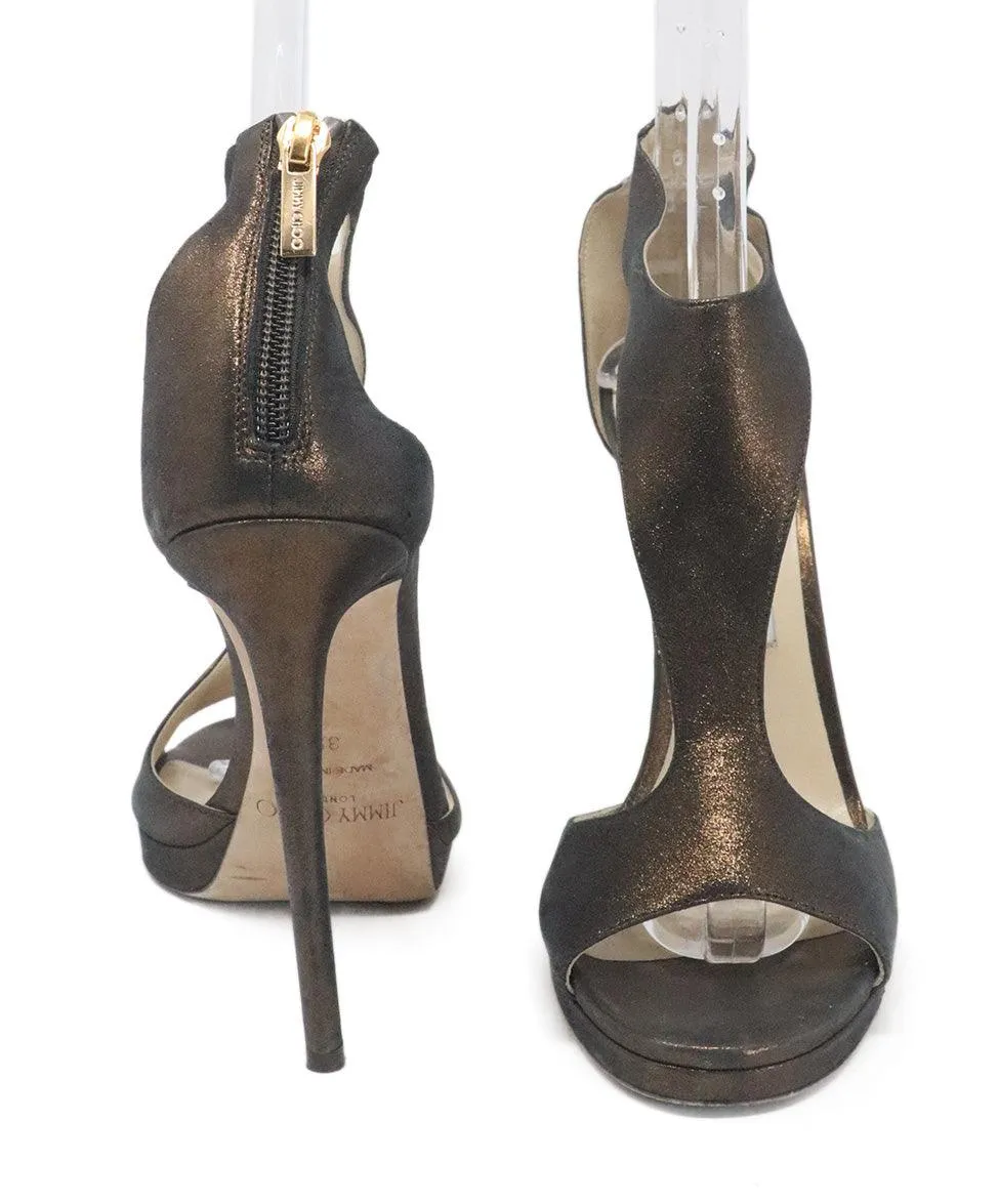 Jimmy Choo Metallic Brown Suede Heels sz 9
