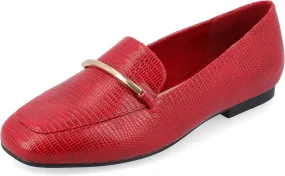 Journee Womens Loafer Flat Notched Topline Square Toe Slip-On Block Heel - Wrenn Casual Dress Shoe