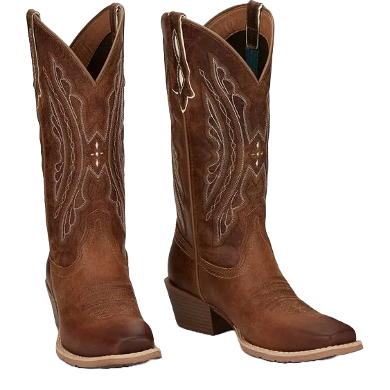 Justin® Ladies Rein Cowhide Leather Tan Square Toe Western Boots L2962