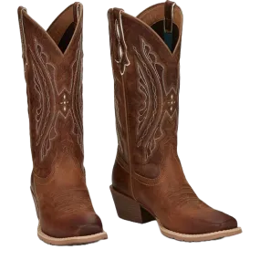 Justin® Ladies Rein Cowhide Leather Tan Square Toe Western Boots L2962