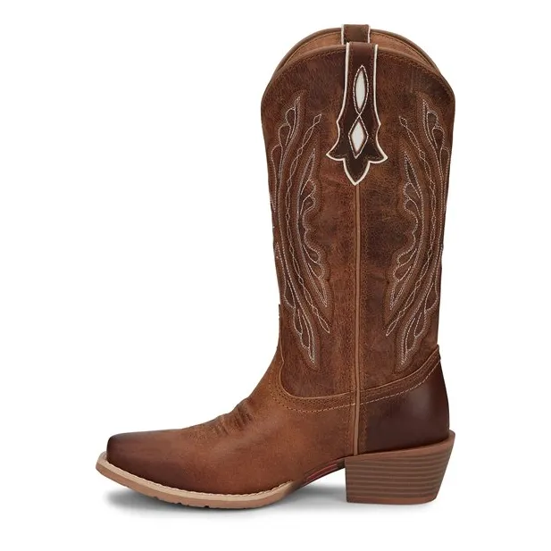 Justin® Ladies Rein Cowhide Leather Tan Square Toe Western Boots L2962
