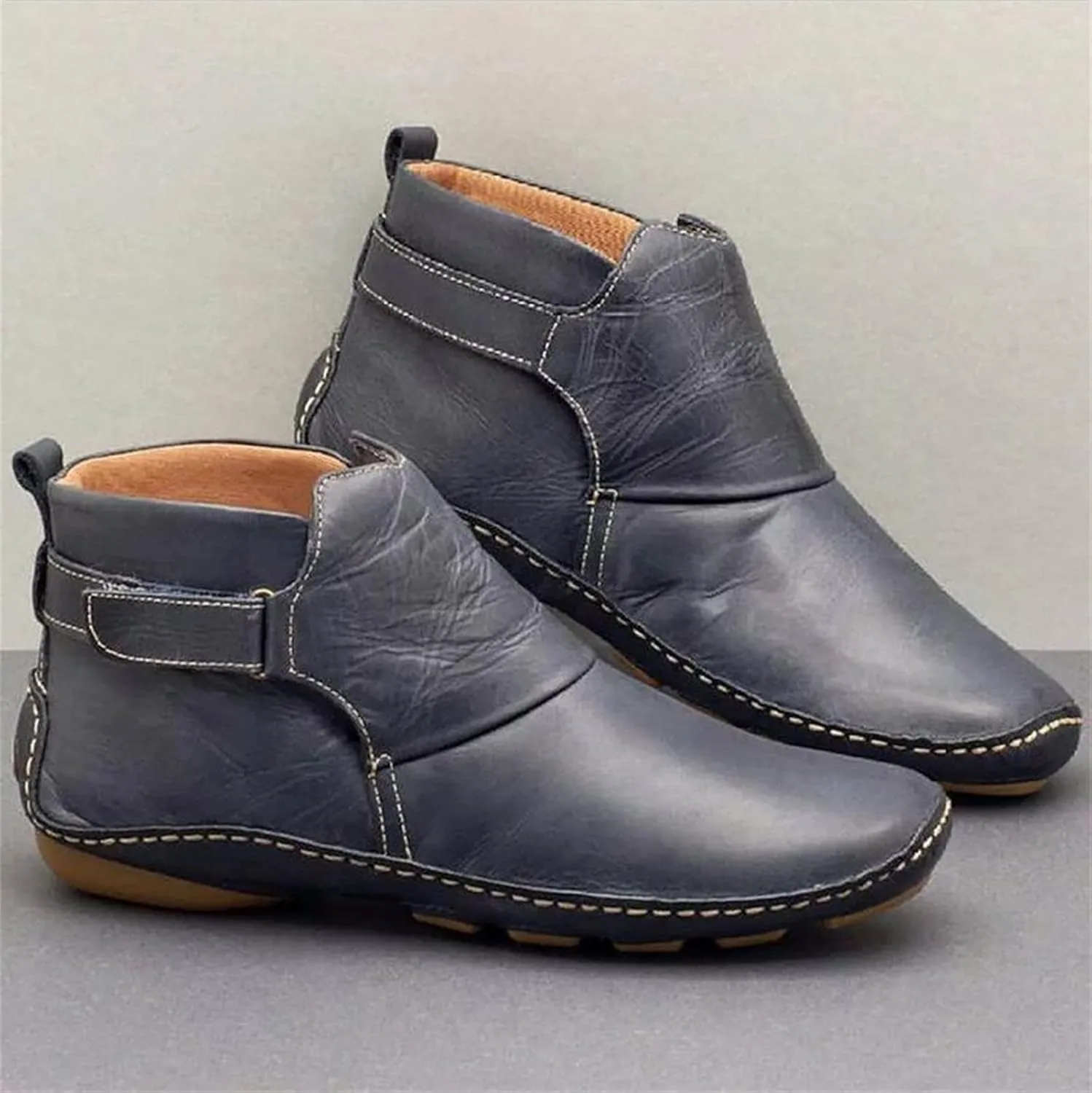 Ladmiple Boots For Women Cowgirl Short Booties Cowboy Western Ankle Boots Round Toe Pull On Fashion Casual Walking Shoes