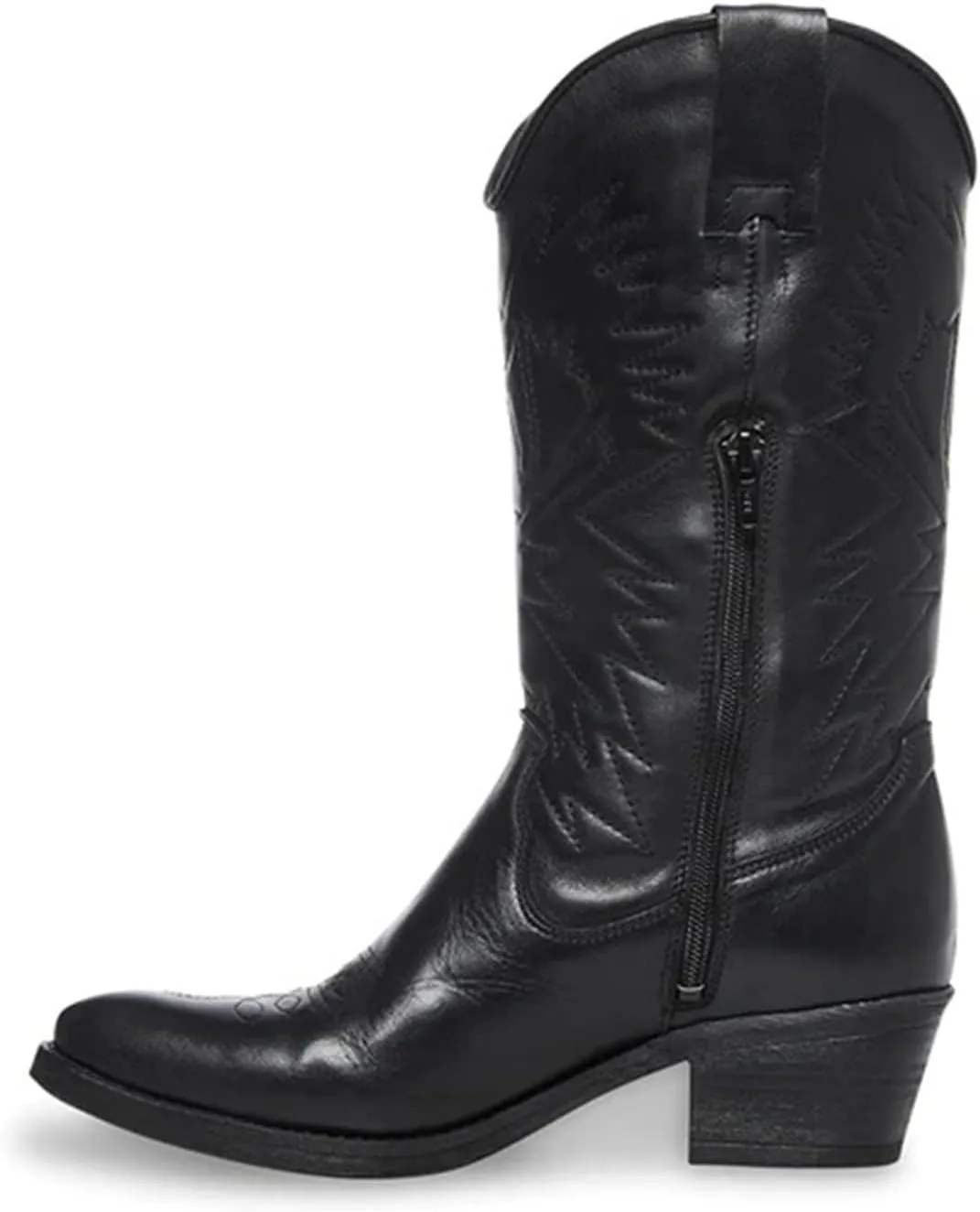 Ladmiple Cowgirl Boots Women Low Heel Embroidered Western Knee High Boots Pointed Toe Pull On Cowboy Boots for Ladies