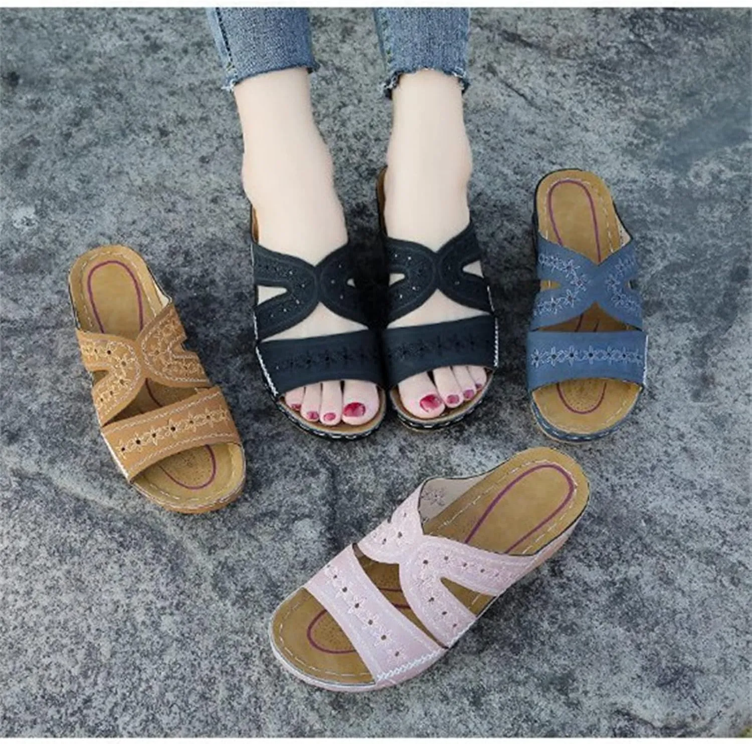 Lausiuoe Comfortable Orthopedic Sandals For Women Dressy Summer Orthotic Flips Flops Arch Support for Plantar Fasciitis