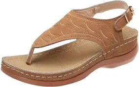 Lausiuoe Orthopedic Sandals For Women Arch Support Dressy Wedge Heel Slip On Open Toe Summer Shoes Orthotic Slides Flip Flops